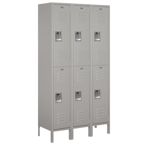 Wardrobe Locker, 45" W, 15" D, 78" H, (3) Wide, (6) Openings, Gray